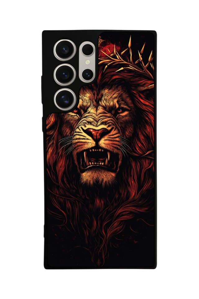 Samsung Galaxy S23 Ultra Uyumlu Aslan Tasarımlı Glossy Premium Kılıf