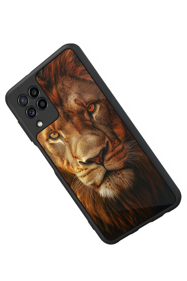 Samsung Galaxy M22 Uyumlu Aslan Tasarımlı Glossy Premium Kılıf