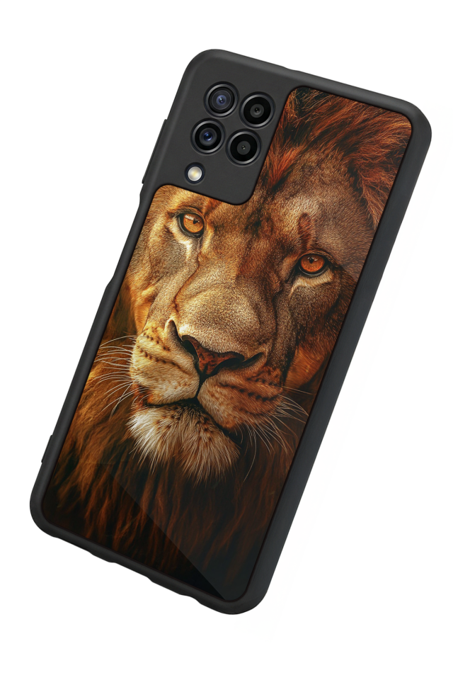 Samsung Galaxy M22 Uyumlu Aslan Tasarımlı Glossy Premium Kılıf