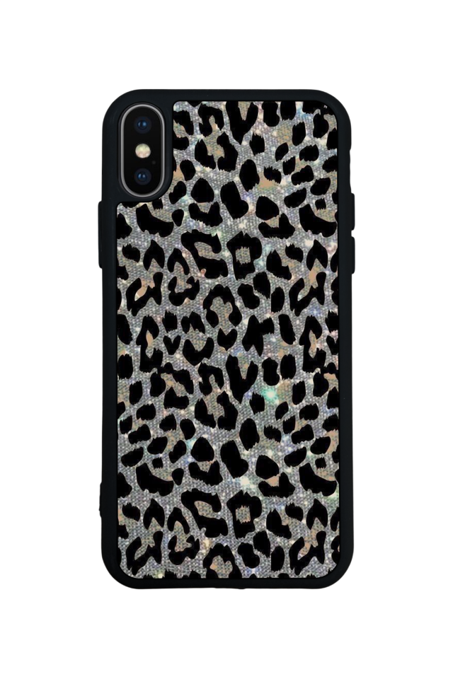 iPhone XS Max Uyumlu Hologram Leopar Tasarımlı Glossy Premium Kılıf
