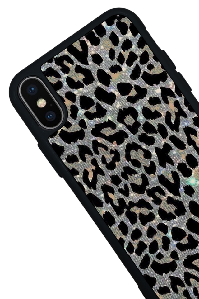 iPhone XS Max Uyumlu Hologram Leopar Tasarımlı Glossy Premium Kılıf