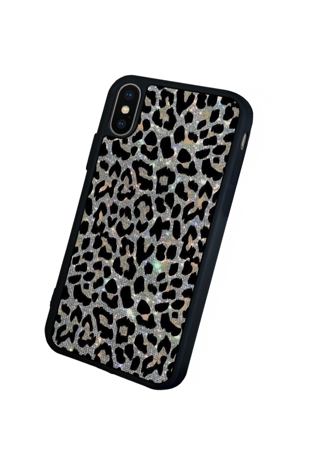 iPhone XS Max Uyumlu Hologram Leopar Tasarımlı Glossy Premium Kılıf