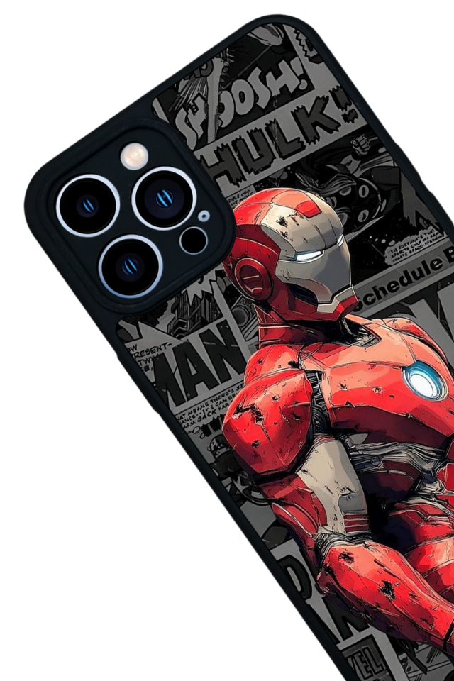 iPhone 13 Pro Max Uyumlu  Iron Man ( Demir Adam ) Tasarımlı Glossy Premium Kılıf