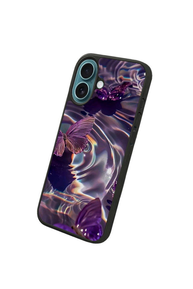 iPhone 16 Uyumlu Kelebek Tasarımlı Glossy Premium Kılıf