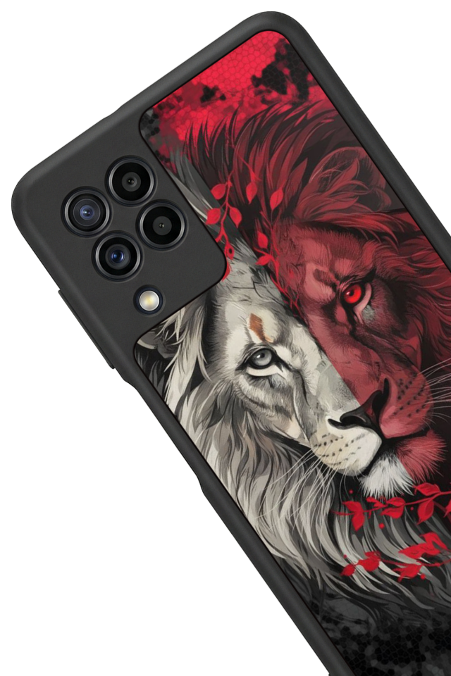 Samsung Galaxy M22 Uyumlu Aslan Tasarımlı Glossy Premium Kılıf