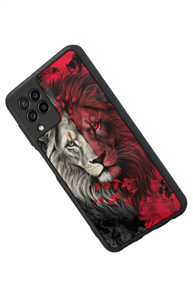 Samsung Galaxy M22 Uyumlu Aslan Tasarımlı Glossy Premium Kılıf