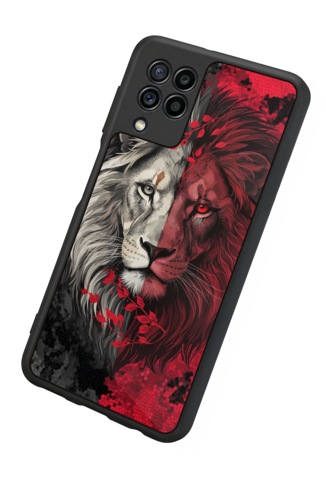 Samsung Galaxy M22 Uyumlu Aslan Tasarımlı Glossy Premium Kılıf