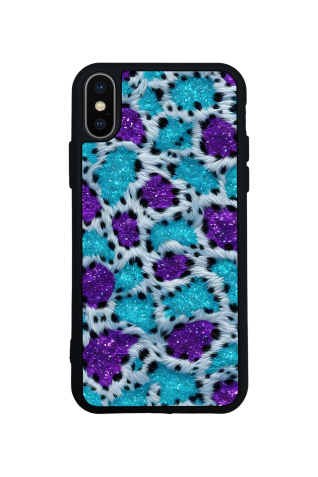 iPhone XS Max Uyumlu Hologram Leopar Tasarımlı Glossy Premium Kılıf