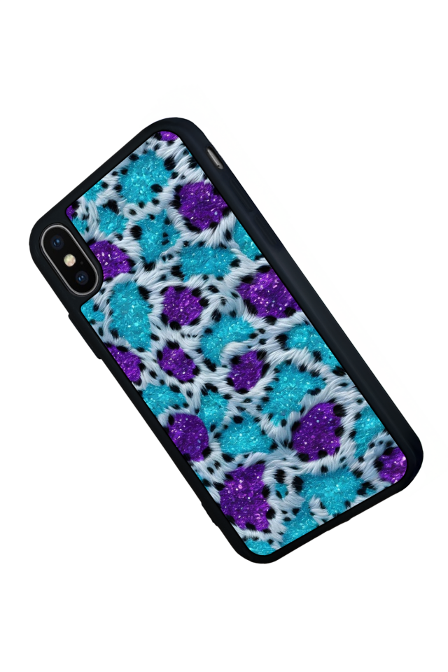 iPhone XS Max Uyumlu Hologram Leopar Tasarımlı Glossy Premium Kılıf