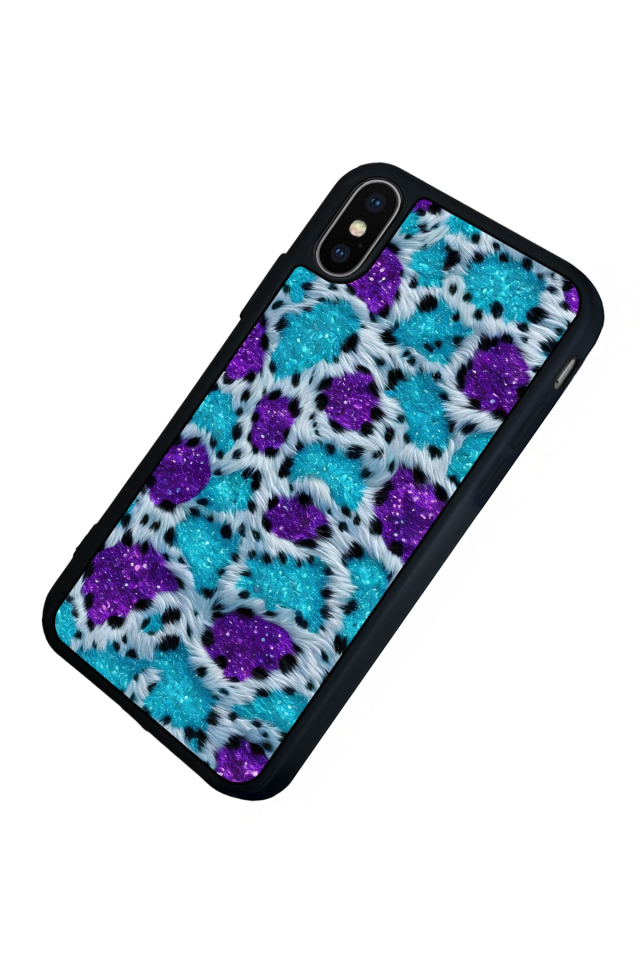 iPhone XS Max Uyumlu Hologram Leopar Tasarımlı Glossy Premium Kılıf