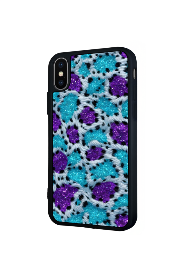 iPhone XS Max Uyumlu Hologram Leopar Tasarımlı Glossy Premium Kılıf