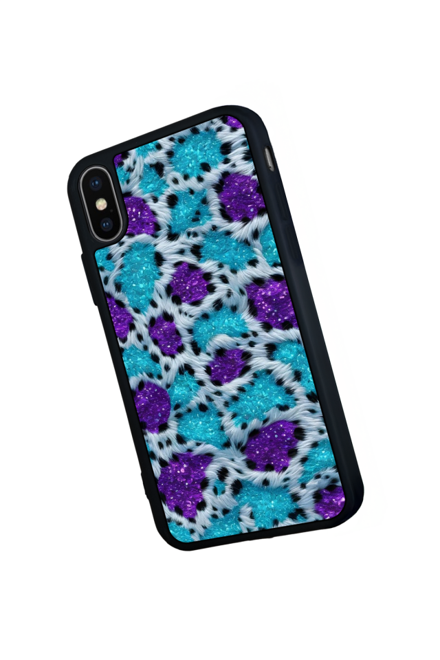 iPhone XS Max Uyumlu Hologram Leopar Tasarımlı Glossy Premium Kılıf