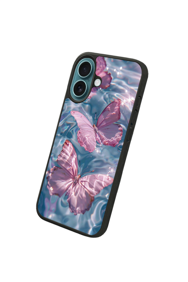 iPhone 16 Uyumlu Kelebek Tasarımlı Glossy Premium Kılıf
