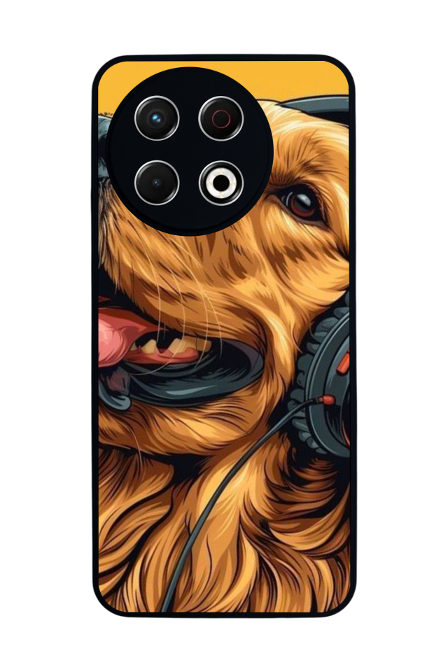 Tecno Spark 30 Pro Uyumlu Golden Kopek Tasarımlı Glossy Premium Kılıf