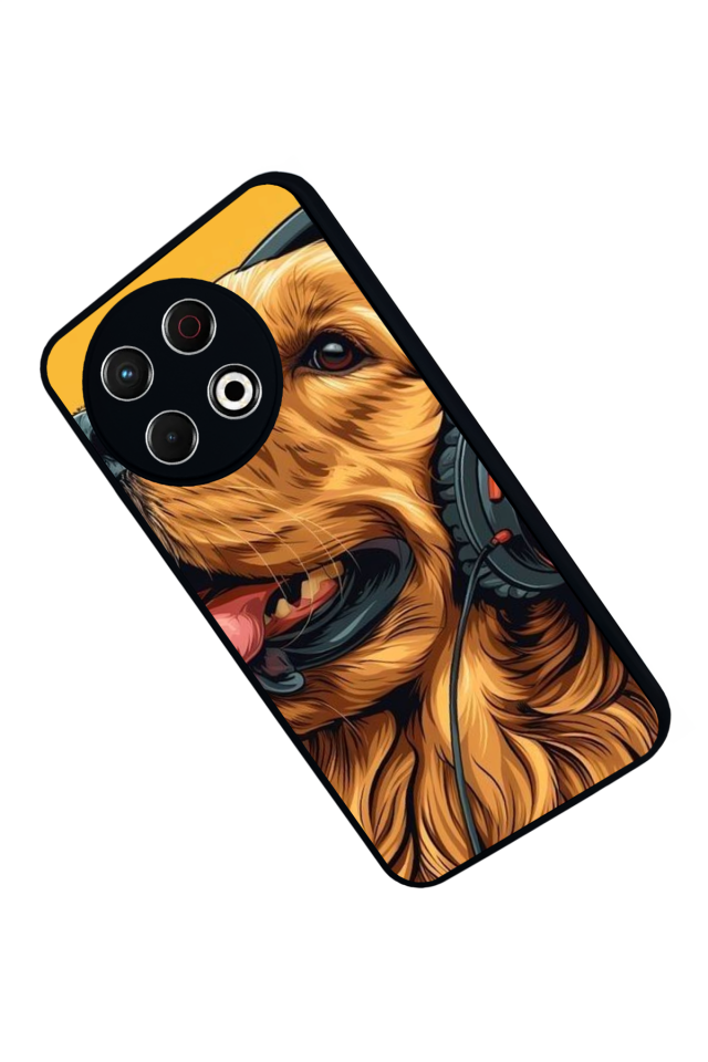 Tecno Spark 30 Pro Uyumlu Golden Kopek Tasarımlı Glossy Premium Kılıf