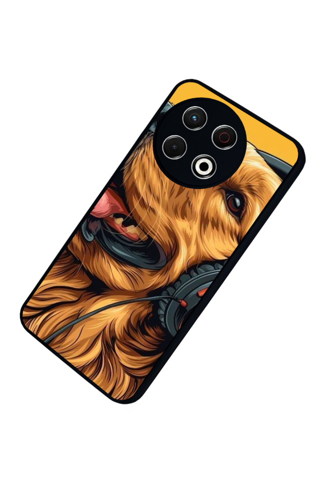 Tecno Spark 30 Pro Uyumlu Golden Kopek Tasarımlı Glossy Premium Kılıf