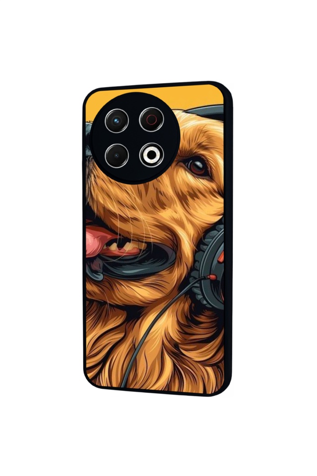 Tecno Spark 30 Pro Uyumlu Golden Kopek Tasarımlı Glossy Premium Kılıf