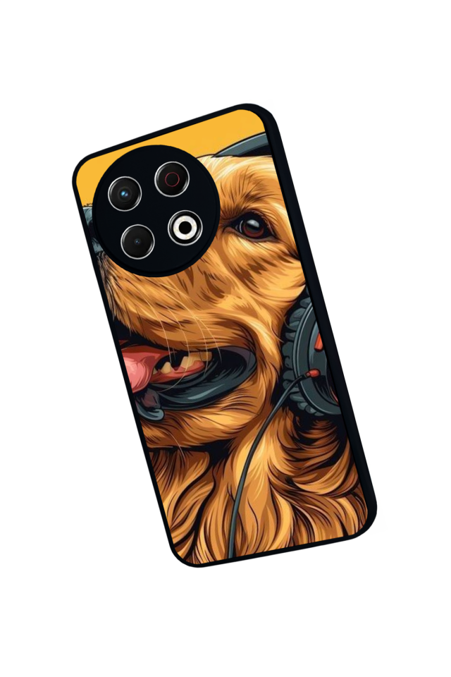 Tecno Spark 30 Pro Uyumlu Golden Kopek Tasarımlı Glossy Premium Kılıf