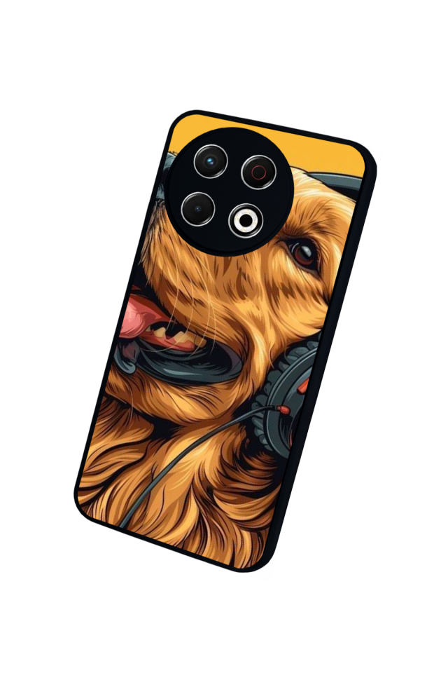 Tecno Spark 30 Pro Uyumlu Golden Kopek Tasarımlı Glossy Premium Kılıf