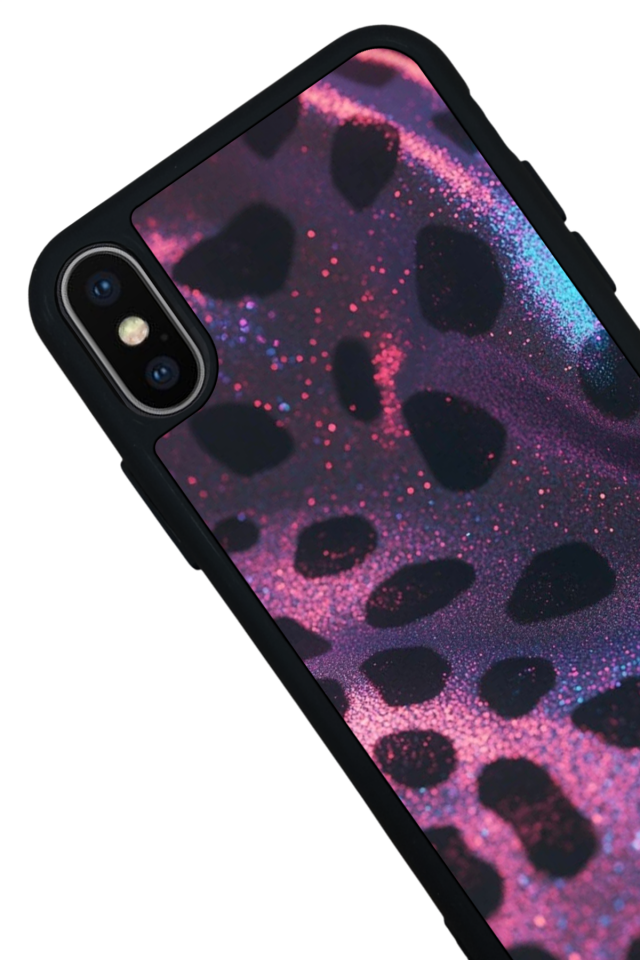 iPhone XS Max Uyumlu Hologram Leopar Tasarımlı Glossy Premium Kılıf