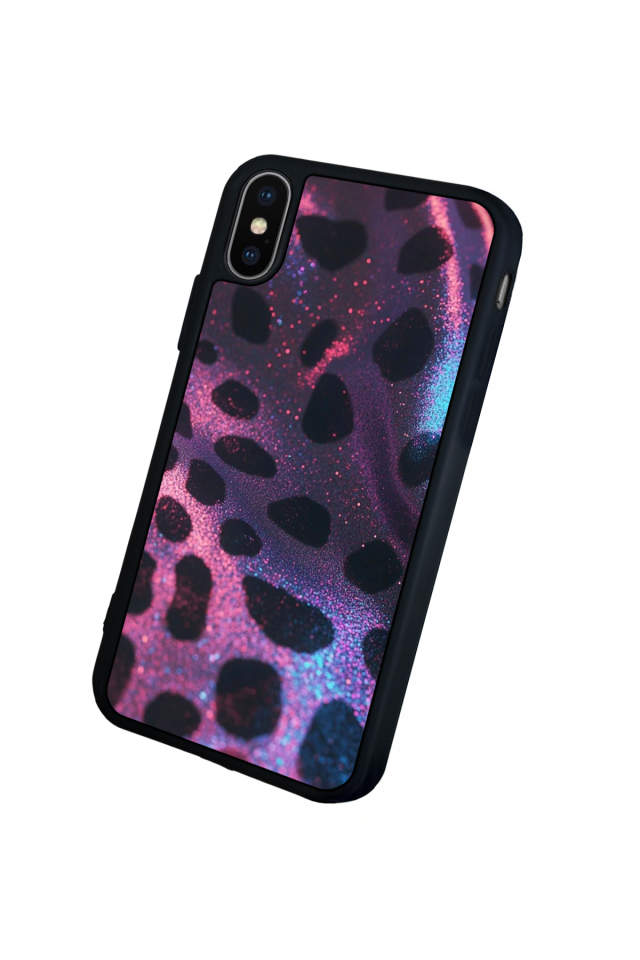 iPhone XS Max Uyumlu Hologram Leopar Tasarımlı Glossy Premium Kılıf