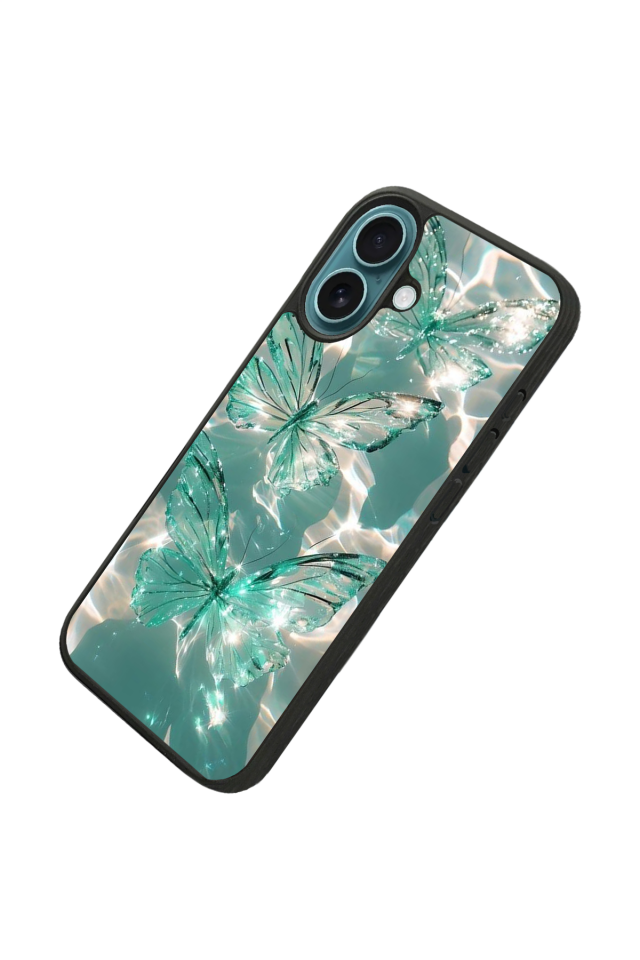 iPhone 16 Uyumlu Kelebek Tasarımlı Glossy Premium Kılıf