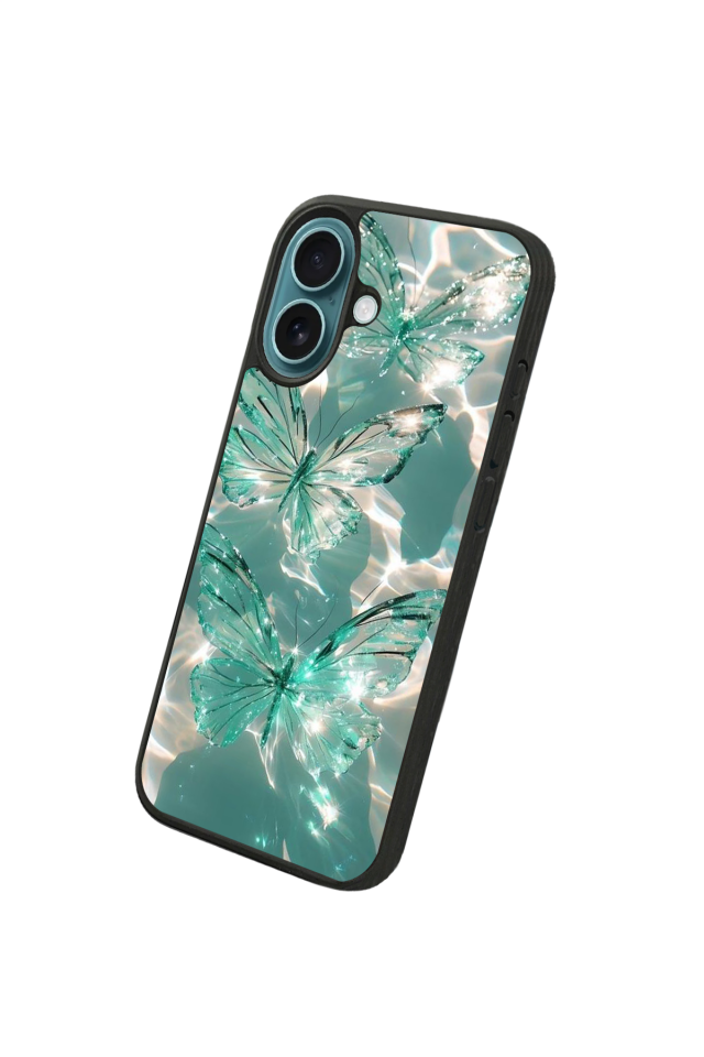 iPhone 16 Uyumlu Kelebek Tasarımlı Glossy Premium Kılıf