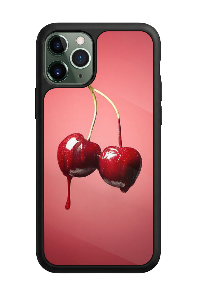 iPhone 11 Pro Max Uyumlu Kiraz Tasarımlı Glossy Premium Kılıf