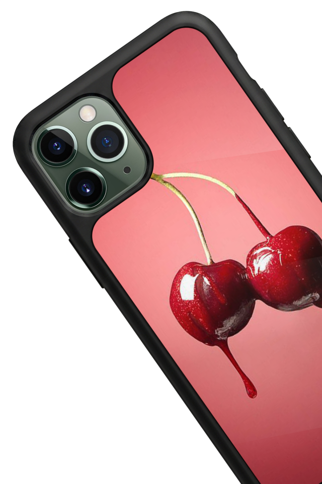 iPhone 11 Pro Max Uyumlu Kiraz Tasarımlı Glossy Premium Kılıf