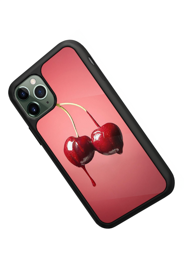 iPhone 11 Pro Max Uyumlu Kiraz Tasarımlı Glossy Premium Kılıf