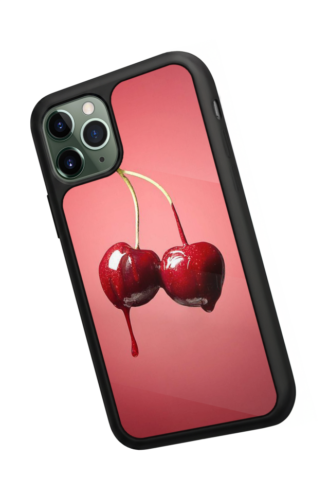 iPhone 11 Pro Max Uyumlu Kiraz Tasarımlı Glossy Premium Kılıf