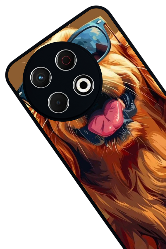 Tecno Spark 30 Pro Uyumlu Golden Kopek Tasarımlı Glossy Premium Kılıf