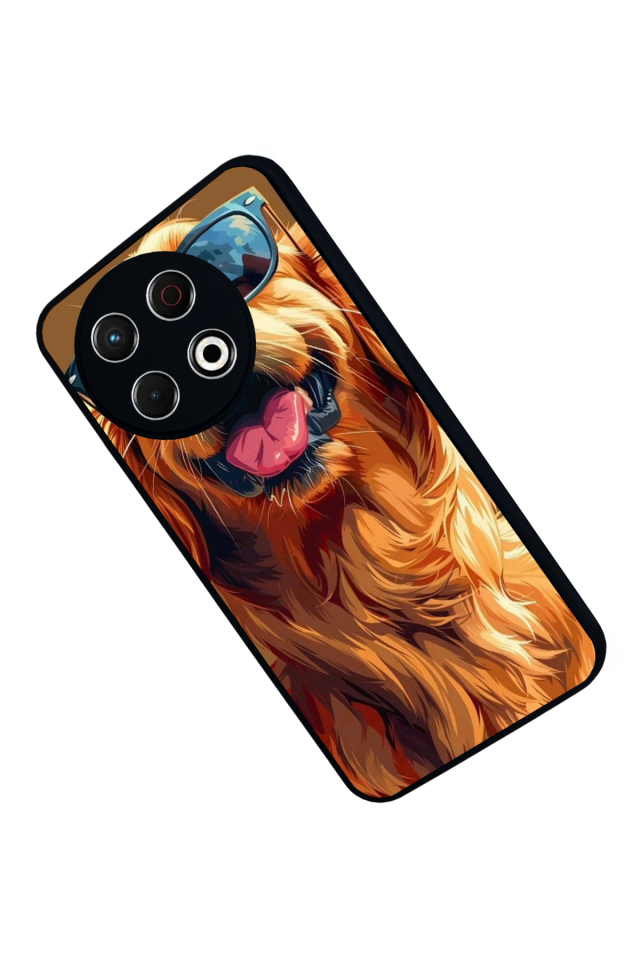 Tecno Spark 30 Pro Uyumlu Golden Kopek Tasarımlı Glossy Premium Kılıf