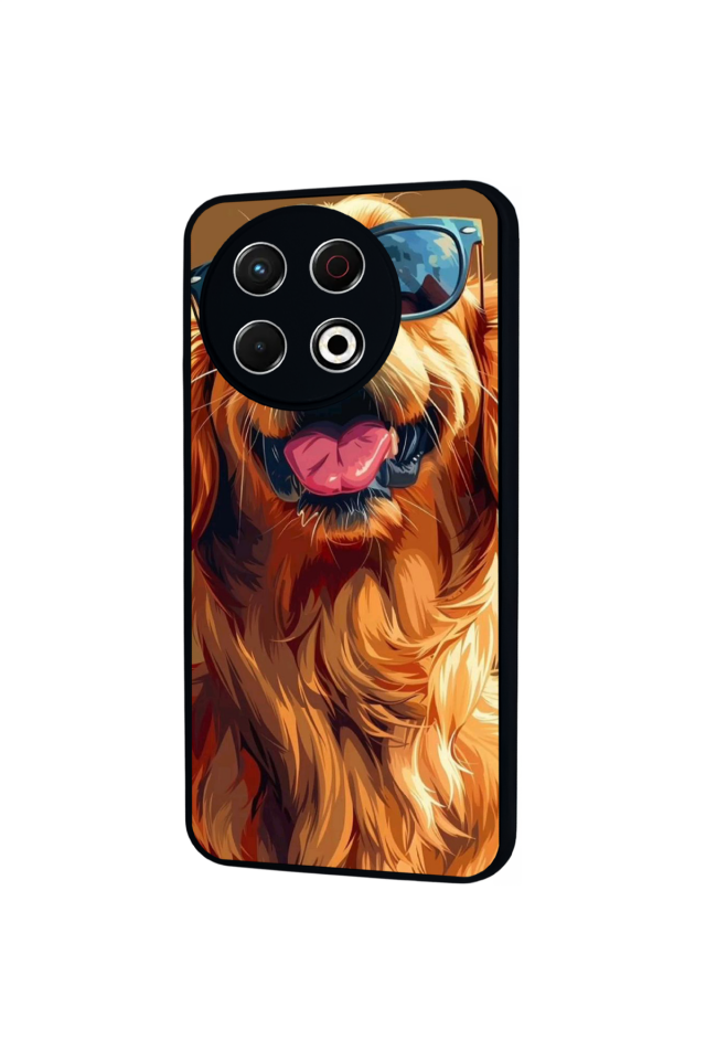 Tecno Spark 30 Pro Uyumlu Golden Kopek Tasarımlı Glossy Premium Kılıf