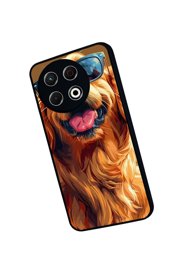 Tecno Spark 30 Pro Uyumlu Golden Kopek Tasarımlı Glossy Premium Kılıf