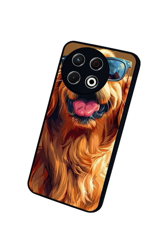 Tecno Spark 30 Pro Uyumlu Golden Kopek Tasarımlı Glossy Premium Kılıf