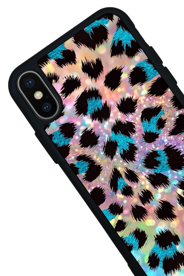 iPhone XS Max Uyumlu Hologram Leopar Tasarımlı Glossy Premium Kılıf