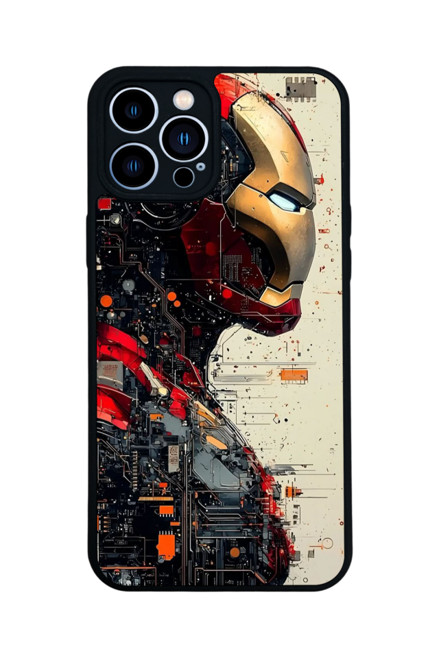 iPhone 13 Pro Max Uyumlu  Iron Man ( Demir Adam ) Tasarımlı Glossy Premium Kılıf