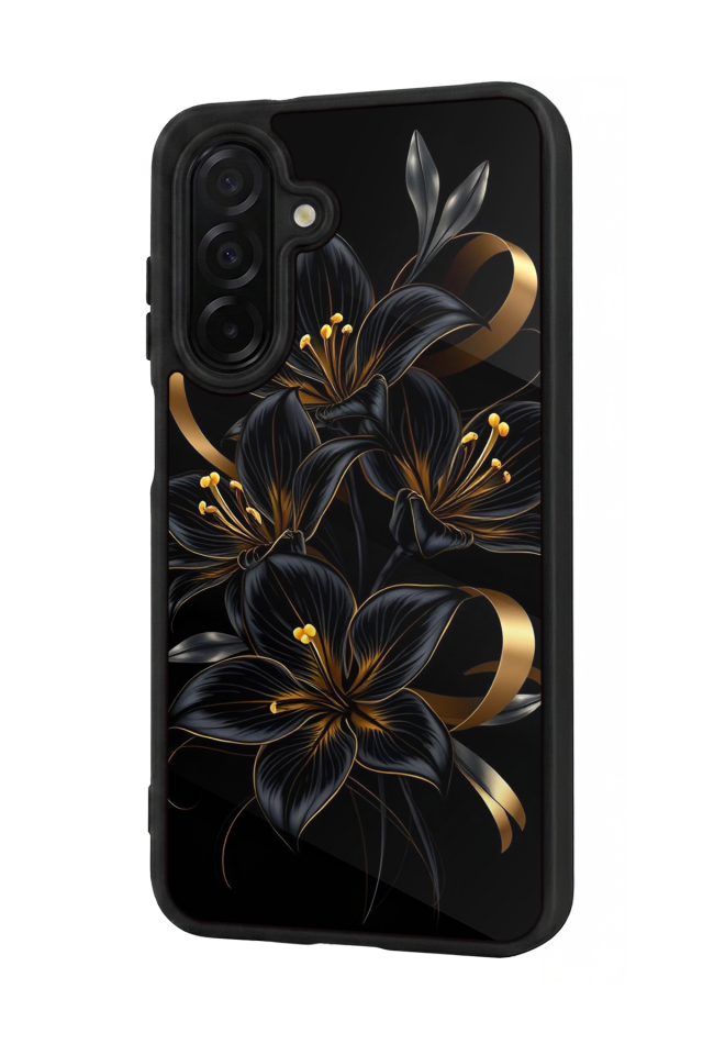 Samsung Galaxy A26 Uyumlu Yaldizli Cicek Tasarımlı Glossy Premium Kılıf