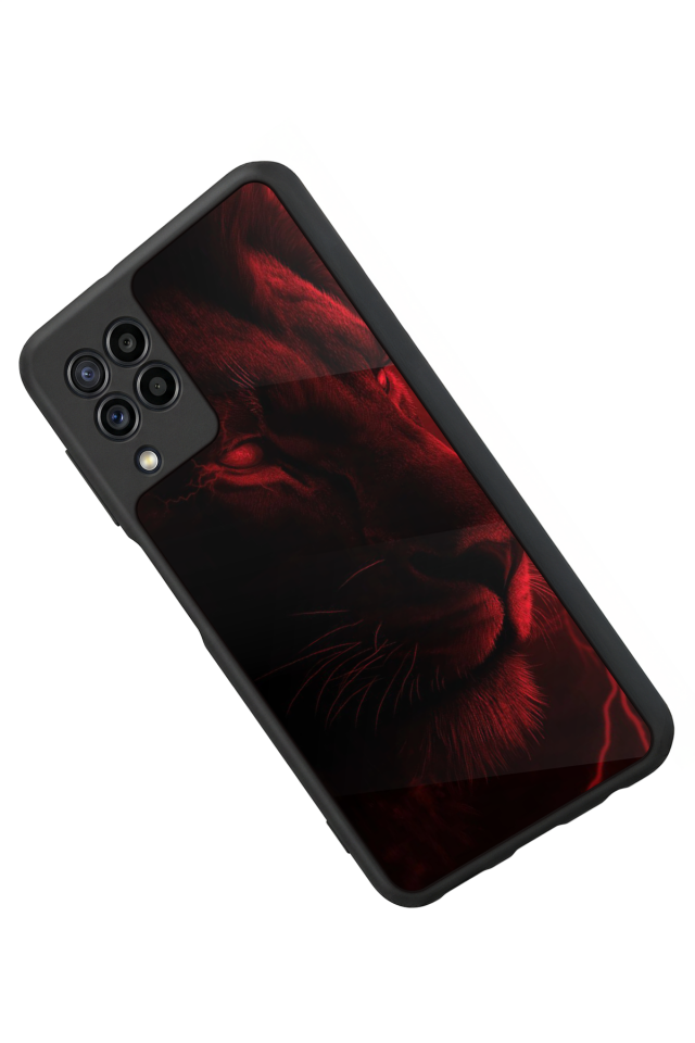 Samsung Galaxy M22 Uyumlu Aslan Tasarımlı Glossy Premium Kılıf