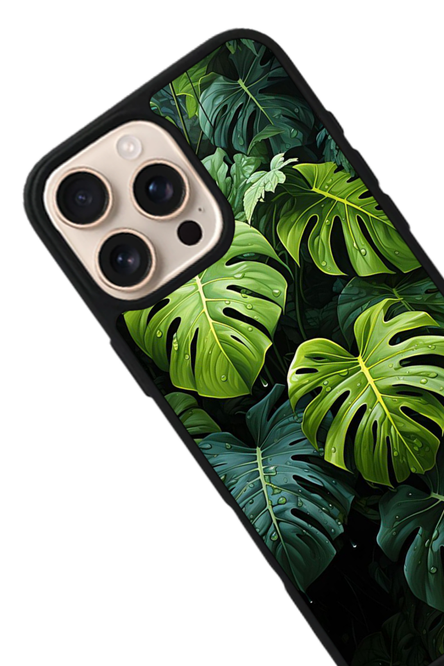 iPhone 16 Pro Uyumlu Botanik Tasarımlı Glossy Premium Kılıf