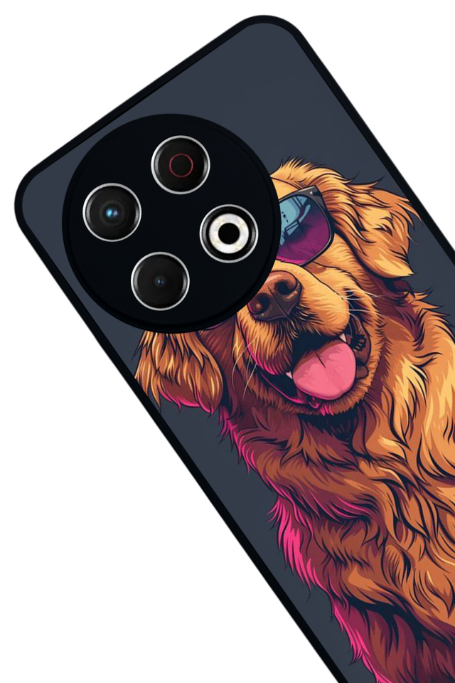 Tecno Spark 30 Pro Uyumlu Golden Kopek Tasarımlı Glossy Premium Kılıf