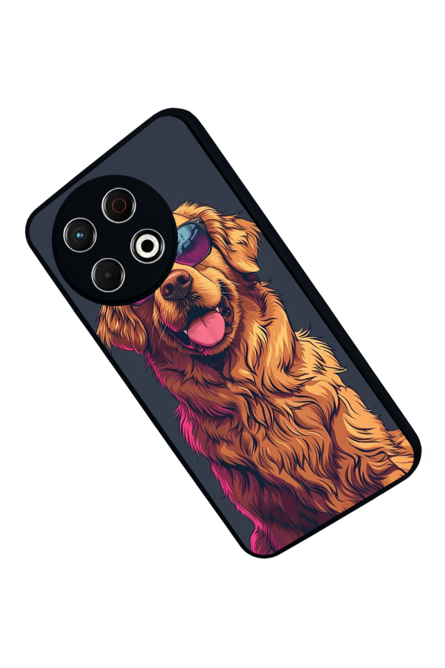 Tecno Spark 30 Pro Uyumlu Golden Kopek Tasarımlı Glossy Premium Kılıf