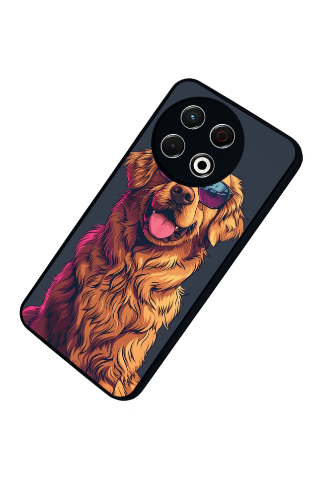 Tecno Spark 30 Pro Uyumlu Golden Kopek Tasarımlı Glossy Premium Kılıf