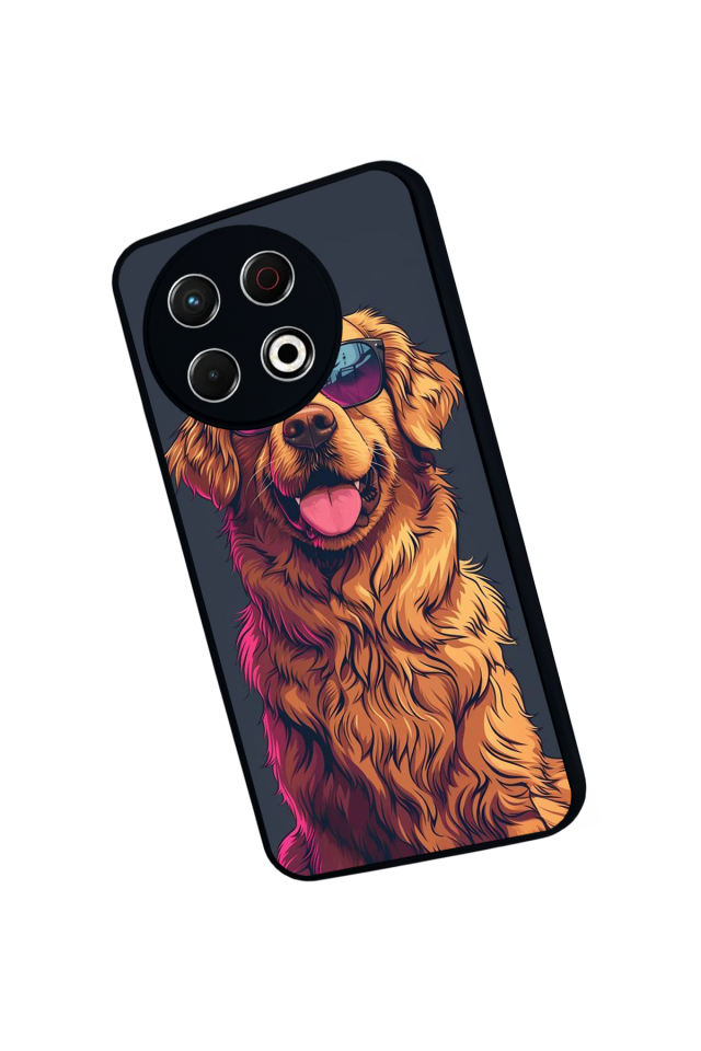 Tecno Spark 30 Pro Uyumlu Golden Kopek Tasarımlı Glossy Premium Kılıf