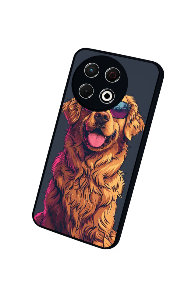 Tecno Spark 30 Pro Uyumlu Golden Kopek Tasarımlı Glossy Premium Kılıf