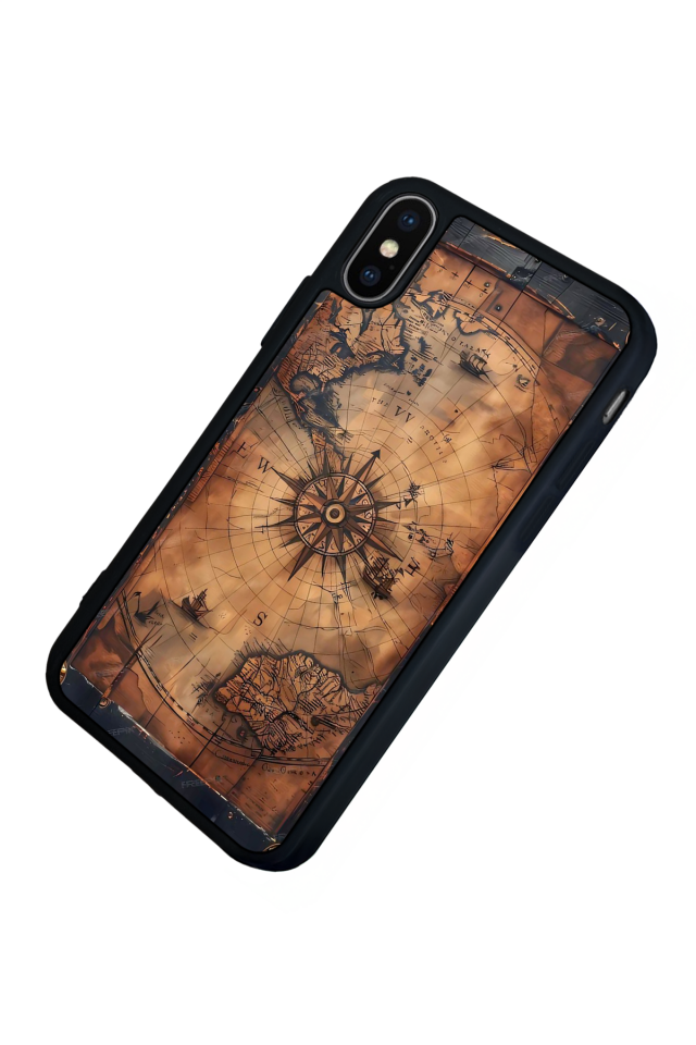 iPhone XS Max Uyumlu Harita Tasarımlı Glossy Premium Kılıf