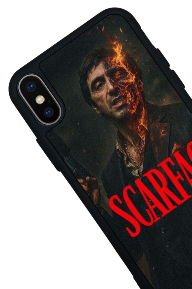 iPhone XS Max Uyumlu Scarface Tasarımlı Glossy Premium Kılıf
