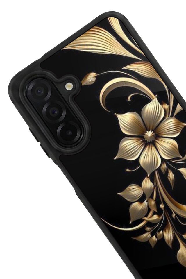 Samsung Galaxy A26 Uyumlu Yaldizli Cicek Tasarımlı Glossy Premium Kılıf
