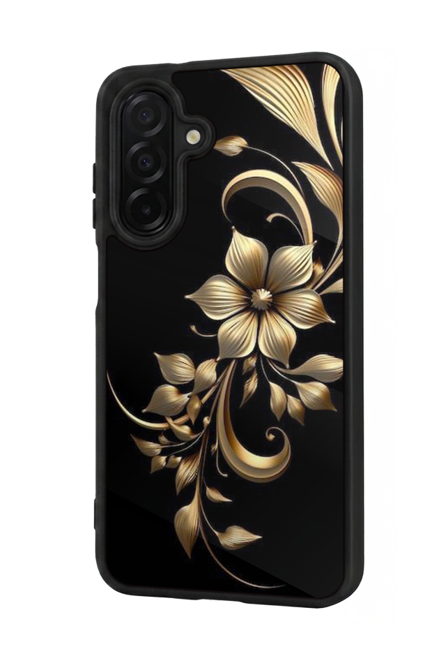 Samsung Galaxy A26 Uyumlu Yaldizli Cicek Tasarımlı Glossy Premium Kılıf